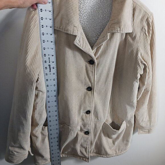 Blair, Medium, Creamy Tan Corduroy Chore Coat, Barn Coat, Sherpa Lined, Button - Picture 14 of 16